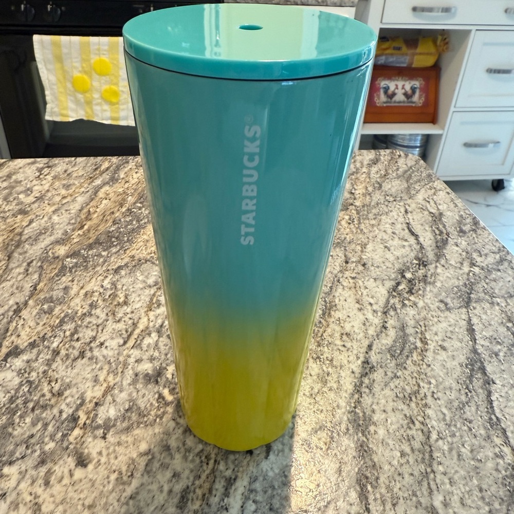 Starbucks Teal and Yellow Gradient Tumbler